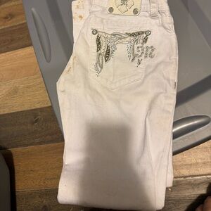 Miss Me White Jeans with Silver Embellishments